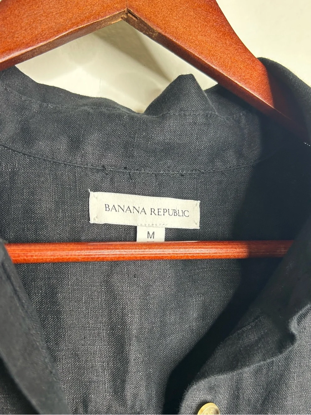 Banana Republic 100% Linen Black Asymmetrical Button Down Shirt Dress - Picture 14 of 15